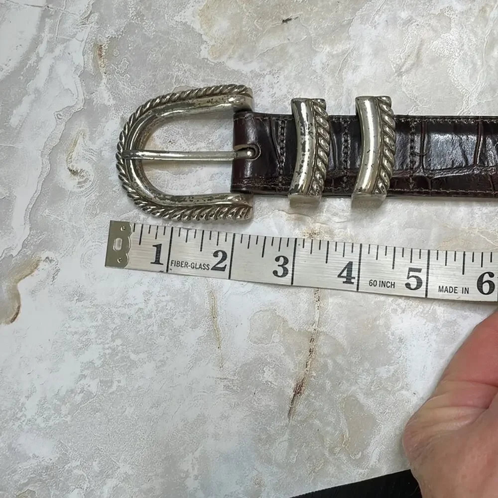 Vintage Brighton-style western croc leather belt